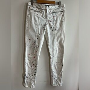 Diesel Women’s Paint Splatter Slim Fit White Pants Size 27